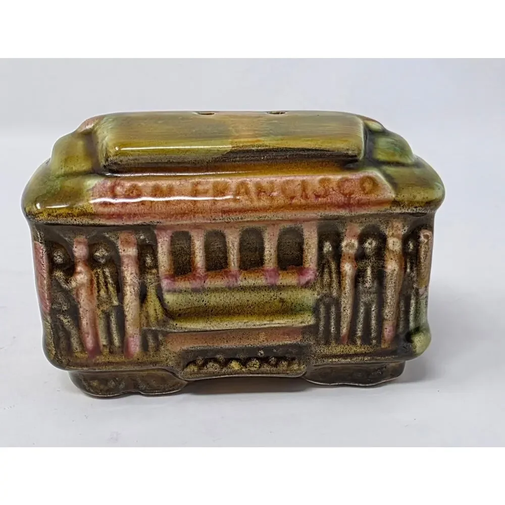Vintage San Francisco Cable Car Shakers & Toothpick Holder Japan Set